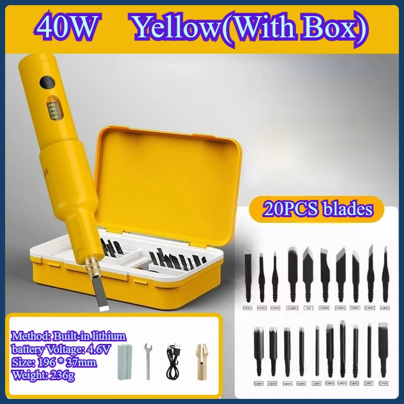 40W Wood With 20PCS Blade New Electric Carving Knife Set Furniture Carpentry Root Carving Knife Tool Sculpture Carpenter Chisel