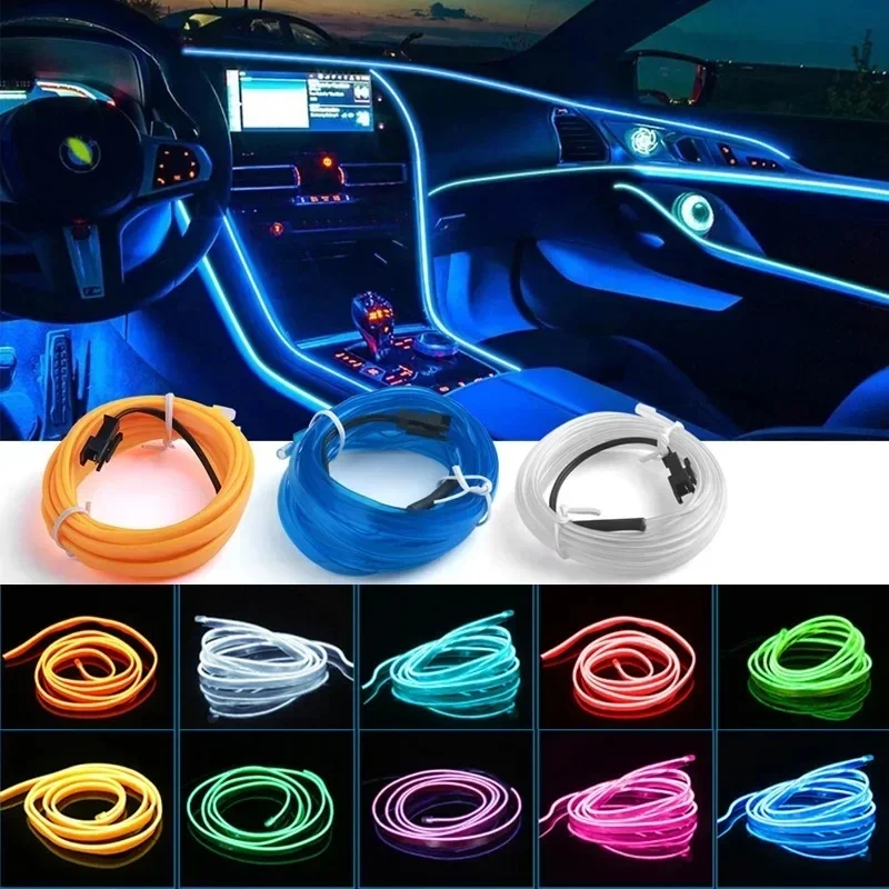 

Car Interior Led Decorative Lamp Wiring Neon Strip For Auto DIY Flexible Ambient Light USB Party Atmosphere Diode