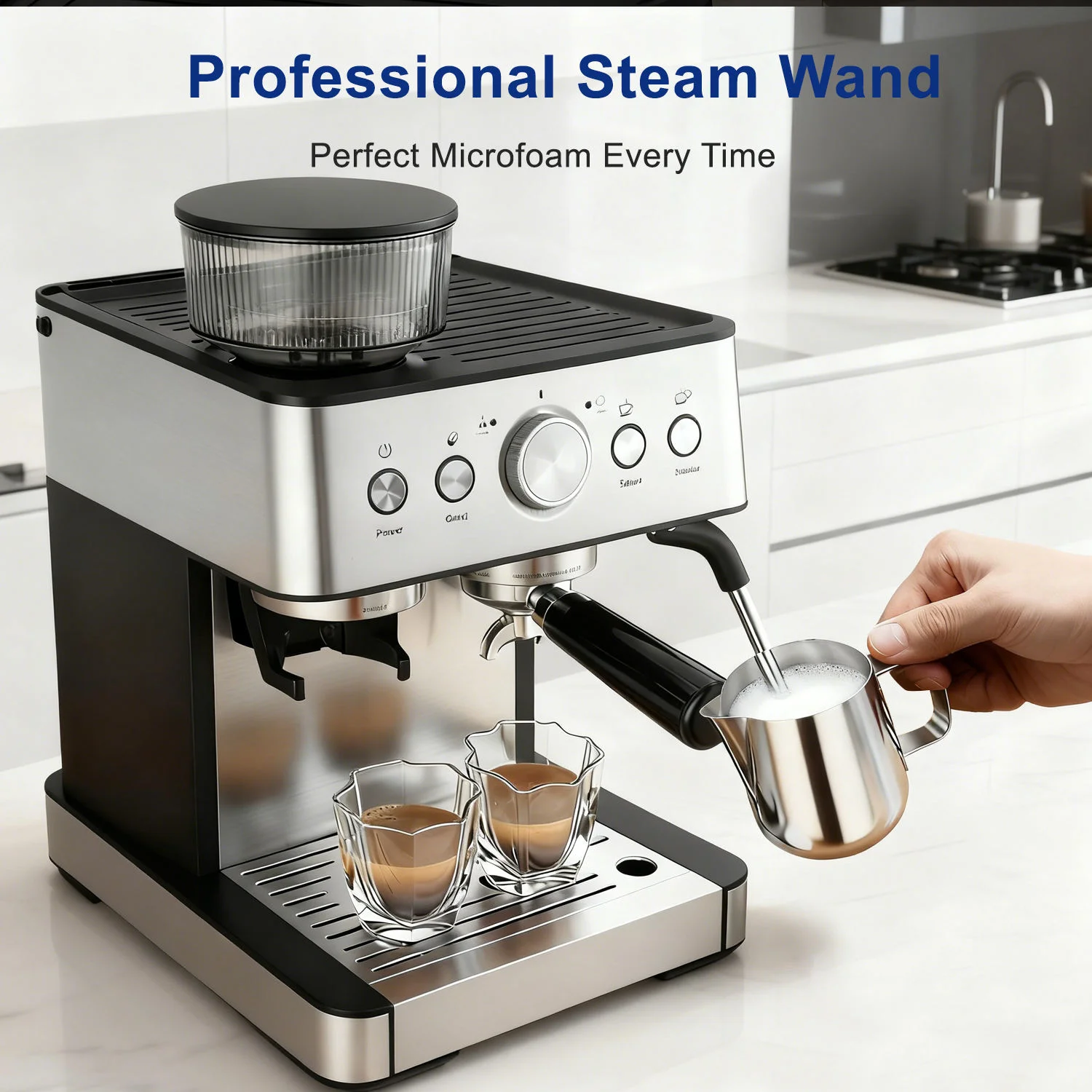 Stainless Steel Filter Holder Professional Pump Pressure Home Kitchen Coffee Maker Semi Automatic Espresso Machine