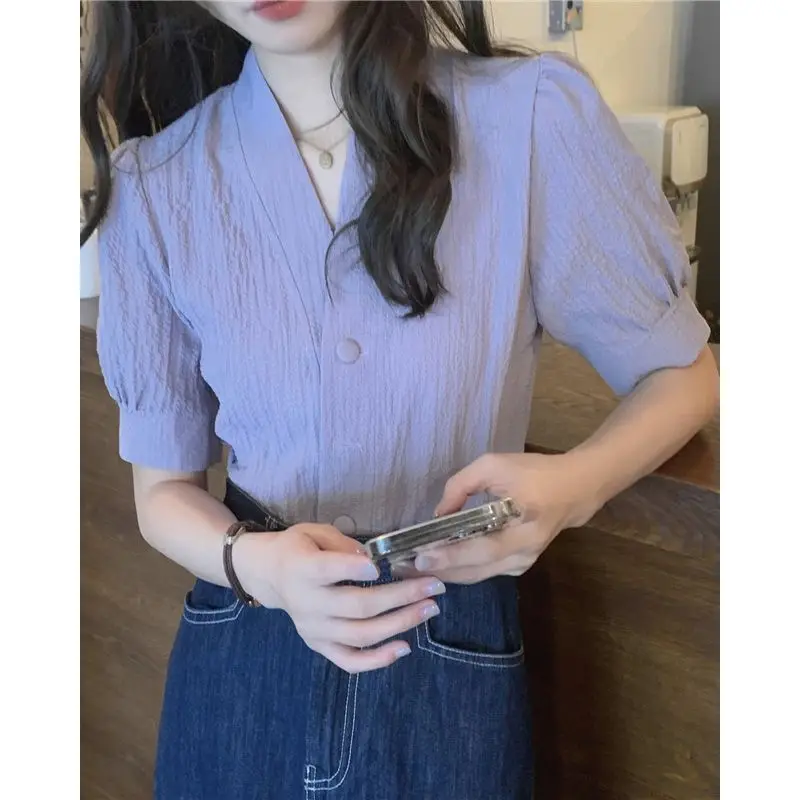

Short Sleeve Shirts Womens Relaxed Chiffon Blouse Elegant Embroidered Hollow Out Ruffle Sleeve Feminine Summer Chic Lightweight