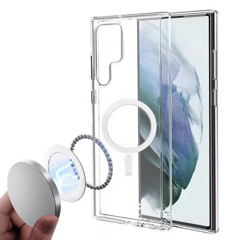 

For Samsung S22 S21 S20 Ultra Plus Magsafe Magnetic Acrylic Transparent Case For Galaxy Note 20 Ultra Wireless Charging Cover