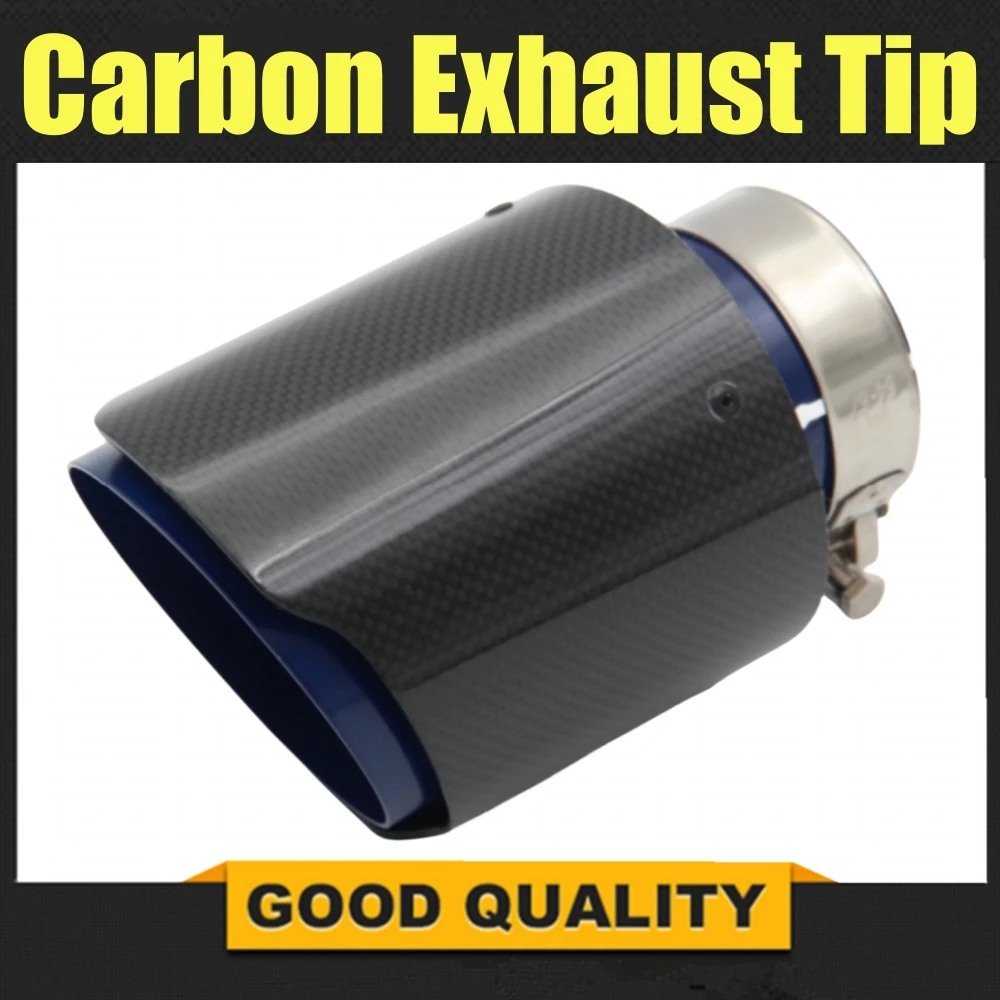 

Автомобильный глянцевый глушитель из углеродного волокна, наконечник выхлопной системы, труба, глушители, насадка, универсальная прямая нержавеющая сталь, синяя для Akrapovic