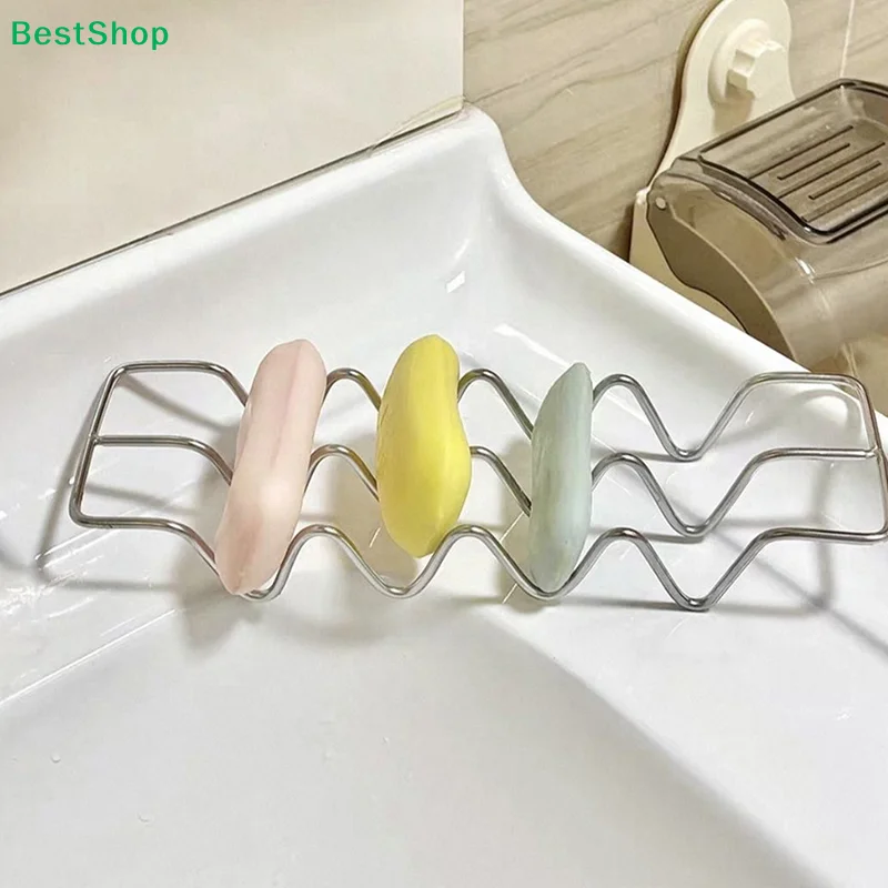 〔R〕Jabonera autodrenante - Bandeja para jabón de acero inoxidable con diseño ondulado para baño y fregadero de cocina