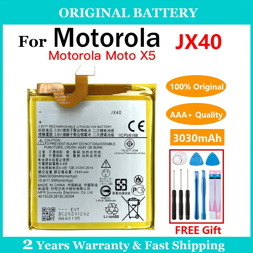 

100% Оригинальный оригинальный аккумулятор JX40 3030 мАч для Motorola MOTO X5 сменные батареи перезаряжаемая батарея + бесплатный инструмент