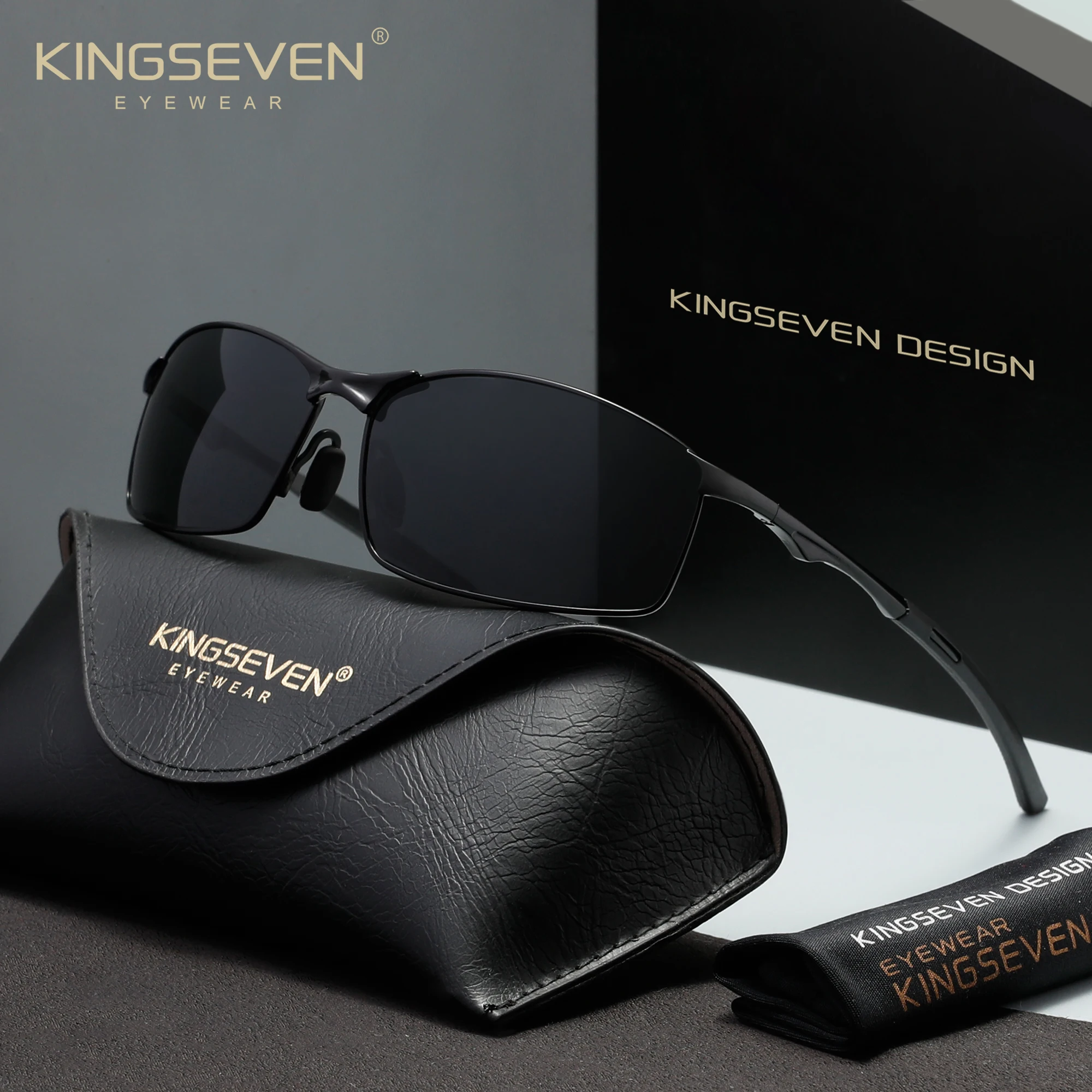 KINGSEVEN Fashion zonnebril Luxe Retro Heren Dames UV400 Gepolariseerde fietsbril Outdoor Causale Sport Rijden Vissen Brillen