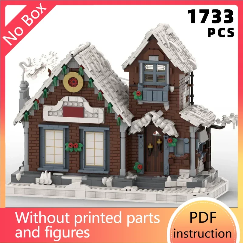 Natal tema feriado temporada casa tijolos santa natal noel cottage blocos natale cabine inverno aldeia igreja moc edifício setch