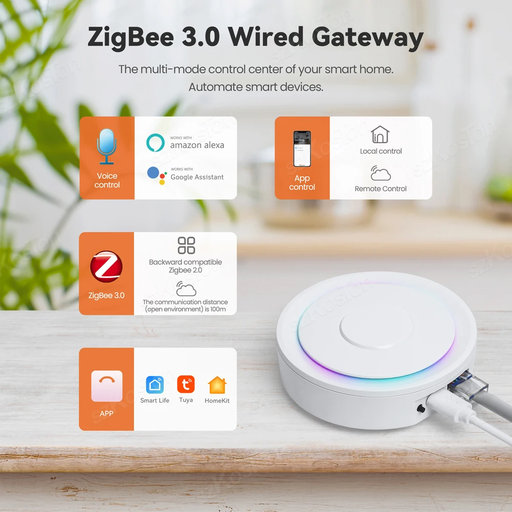 HomeKit ZigBee Gateway Hub Smart Home Bridge Remote Controller Tuya Smart Life APP Works with Alexa Google Apple Home Kit