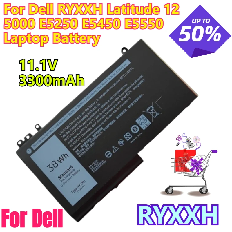 

New 11.1V 3300mAh Suitable for Dell RYXXH Latitude 12 5000 E5250 E5450 E5550 Laptop Battery