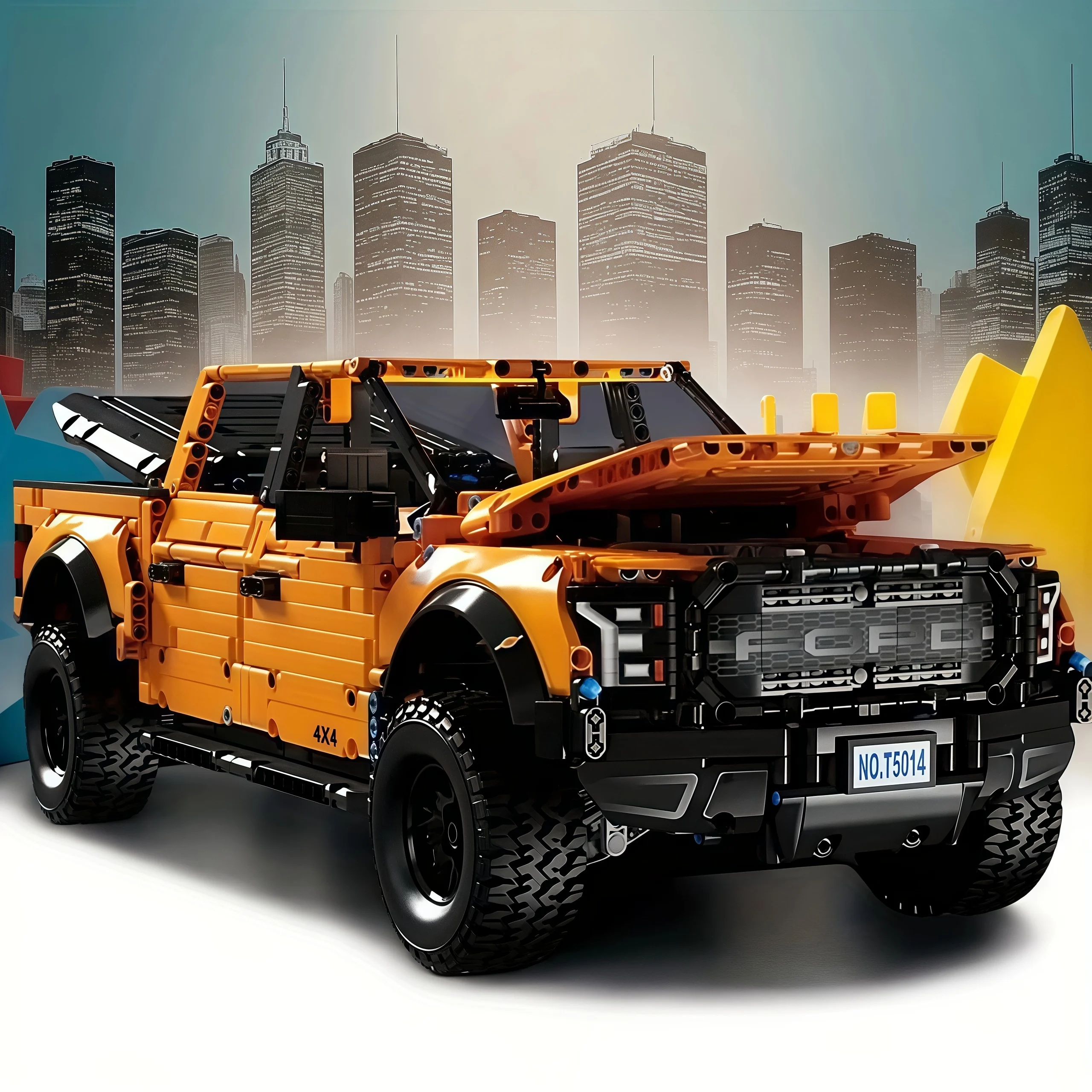 

Набор для сборки оранжевого грузовика повышенной проходимости (1000+ деталей), классическая модель автомобиля для демонстрации, лучший подарок на праздник