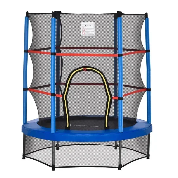 

4.5FT Kids Trampoline, Blue, with Safety Enclosure Net and SpringlDesign, Steel Frame, for Ages 3 to 6