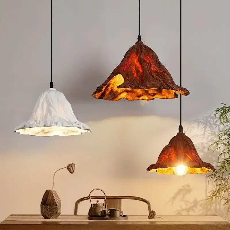 

New Chinese Retro Lotus Leaf Chandelier Creative Art Ceiling Lamp Restaurant E27 Ceiling Light Bar Lamp Home Decoration