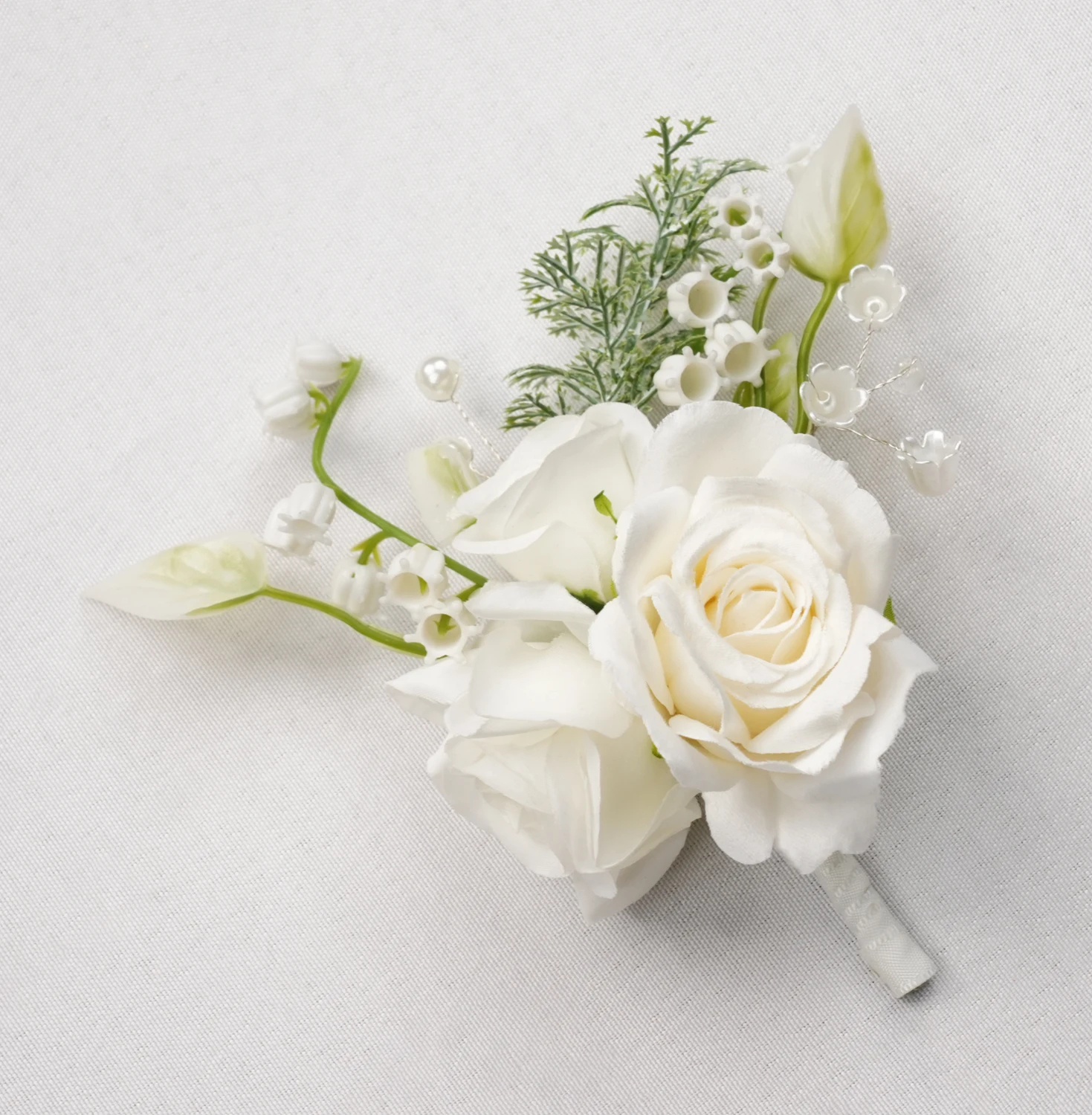 Uflower Lily of the Valley Pocket Boutonniere Groom Groomsmen Guest Boutonniere for Wedding, Homecoming, Anniversary, Graduation image 4