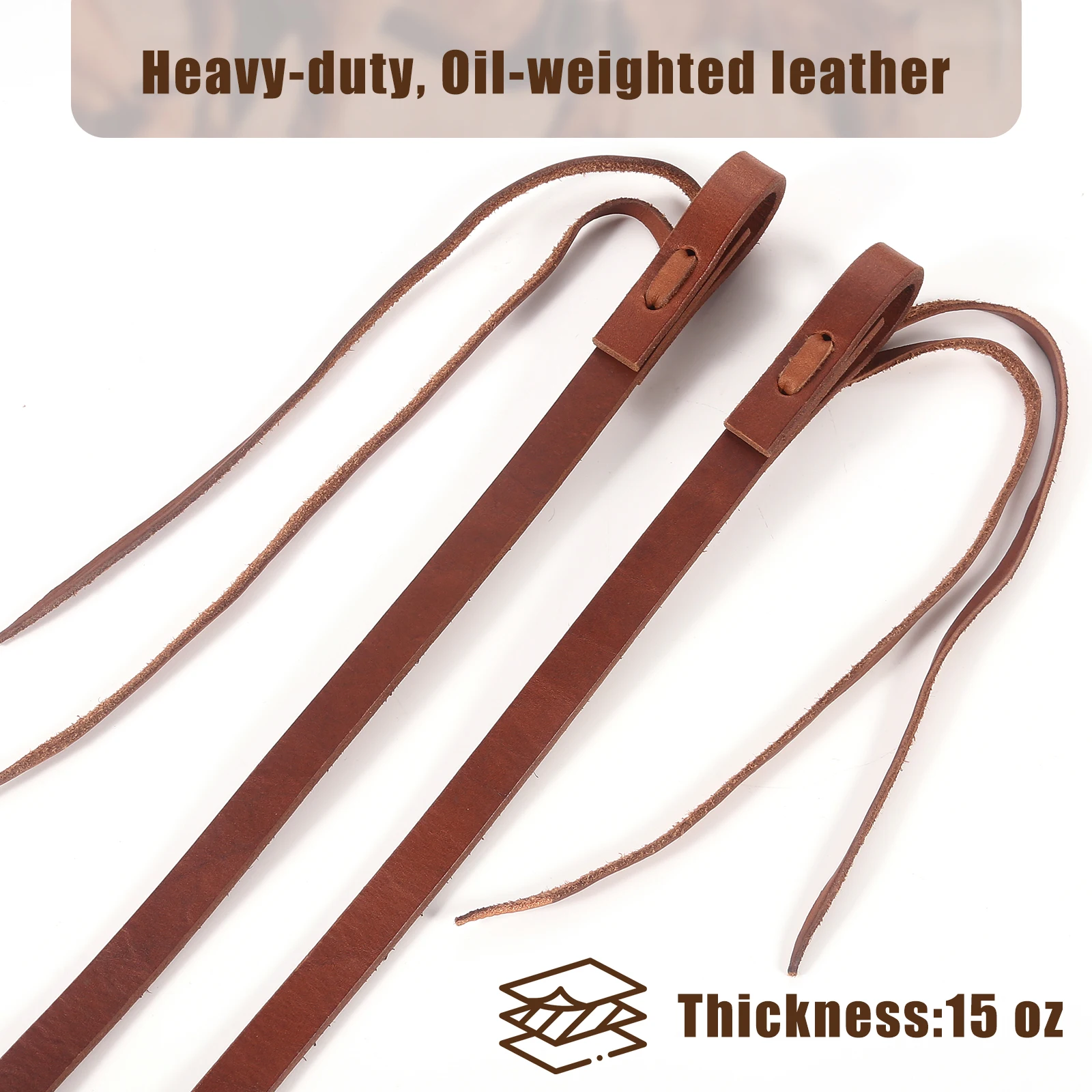 Heavy Harness Split Reins, Heavy Oil Weighted Leather Reins, 5/8