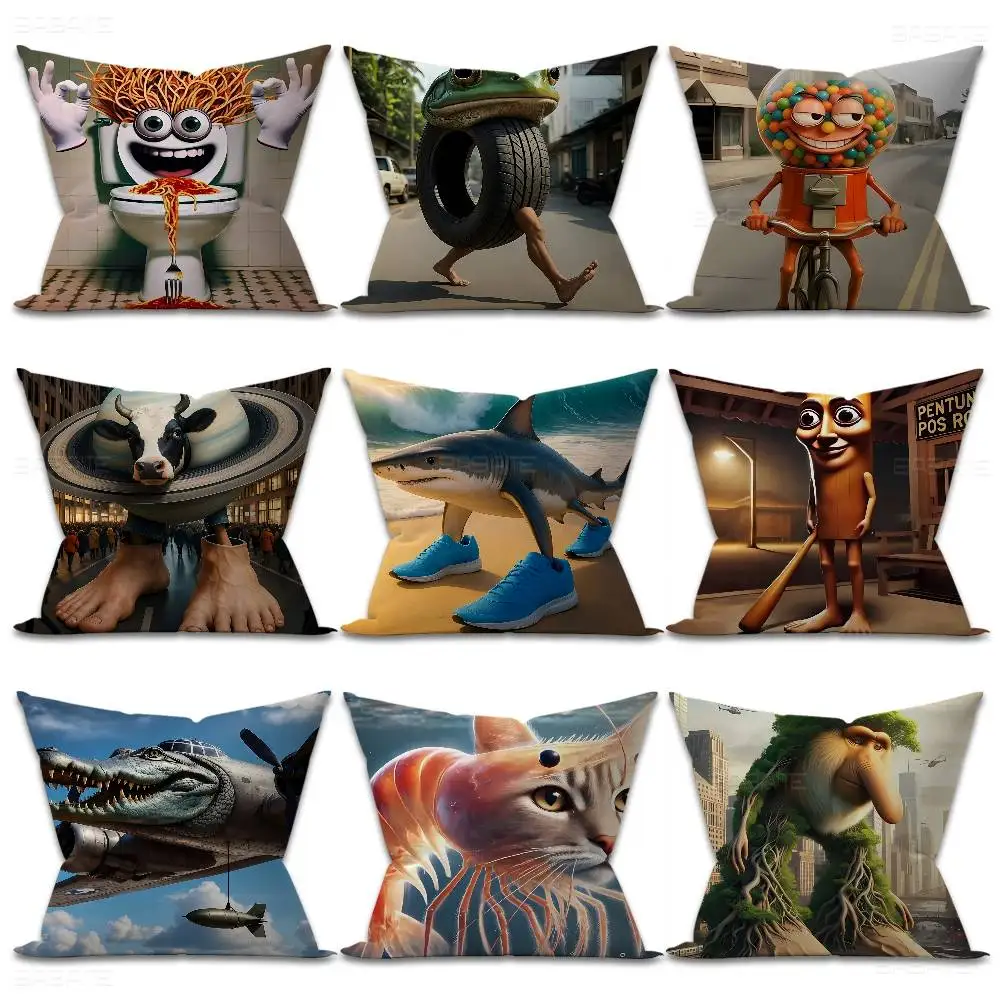 Italian brainrot Animal Tralalero Maple Design Cushion Cover Happy Autumn Harvest decor Holiday Decorati Pillow Cover