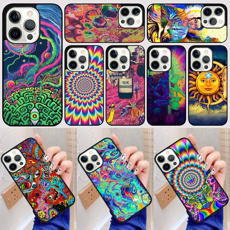 Hippie Trippy Psychedelic Message Abstract Phone Case Back Cover for iPhone 16 15 SE2020 14 13 11 12 Pro Max mini XS XR X Plus