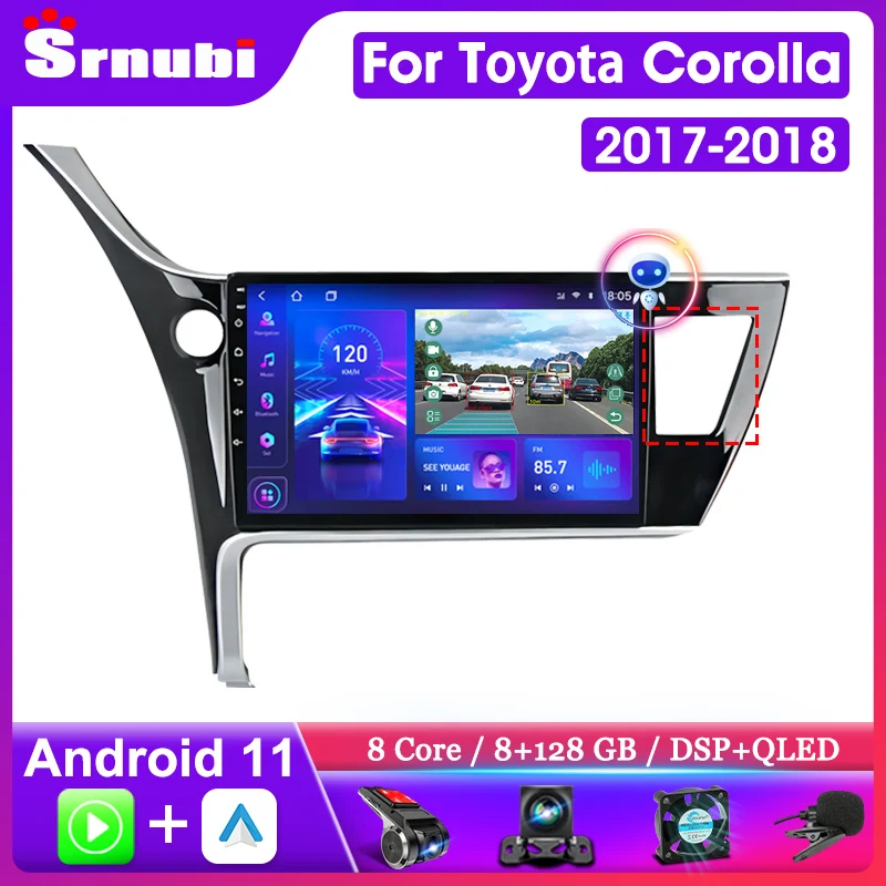 Srnubi 2Din Android 11 Car Radio for Toyota Corolla 11 Auris E180 2017 2018 2019 RHD Multimedia GPS Navigation Carplay Head Unit