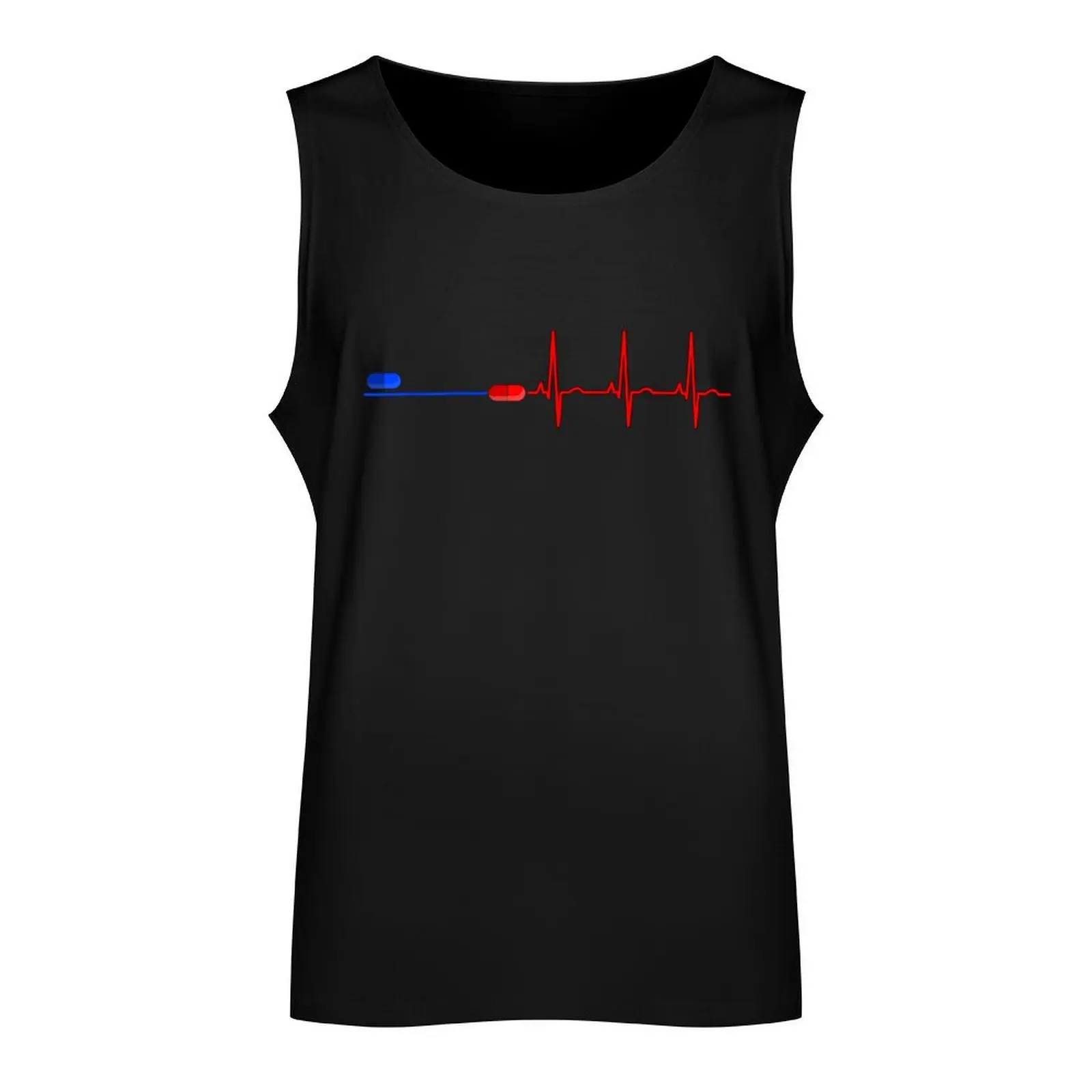 ECG blue and red pill Tank Top sports suits Men sleeveless tee Gym T-shirts for men Men's t-shirt