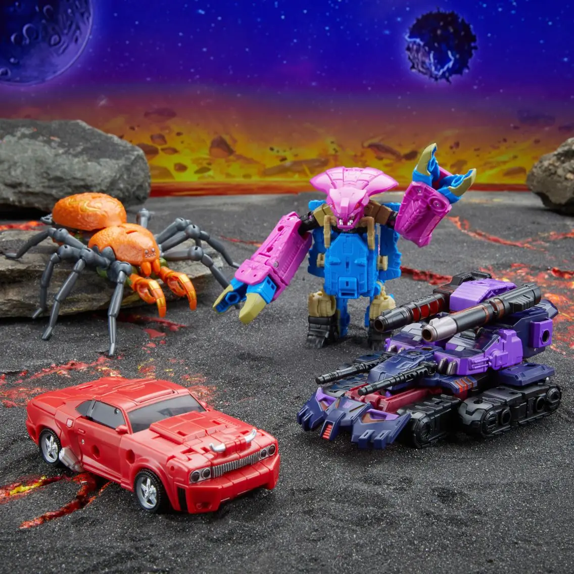 Hasbro Transformers Legacy: United Versus 4-Pack (Cliffjumper, Tarantulas, Squeezeplay, Tarn), modelo de juguete, regalo de Anime