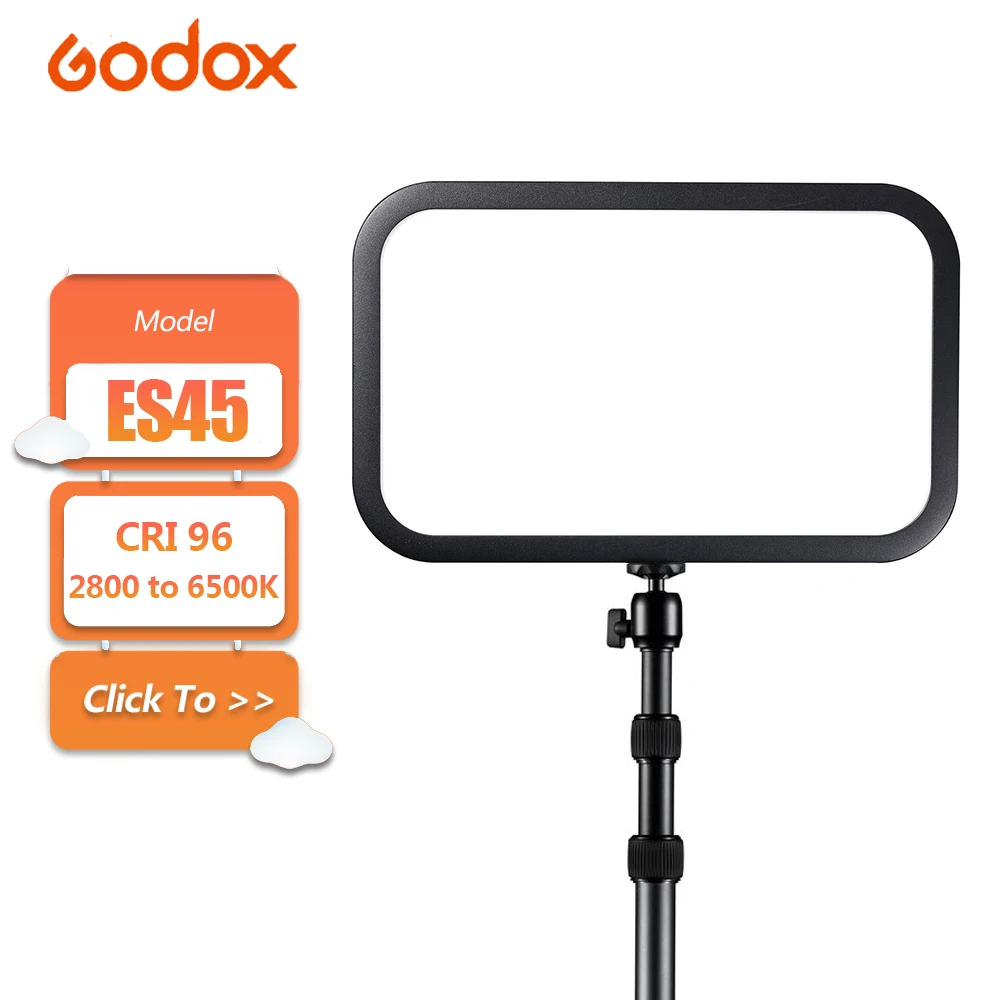 Godox ES45 47.6W E-Sport 2800K to 6500K Bi-Color LED Light Panel for Streaming Fill Light with Bluetooth Control CRI 96 TLCI 97