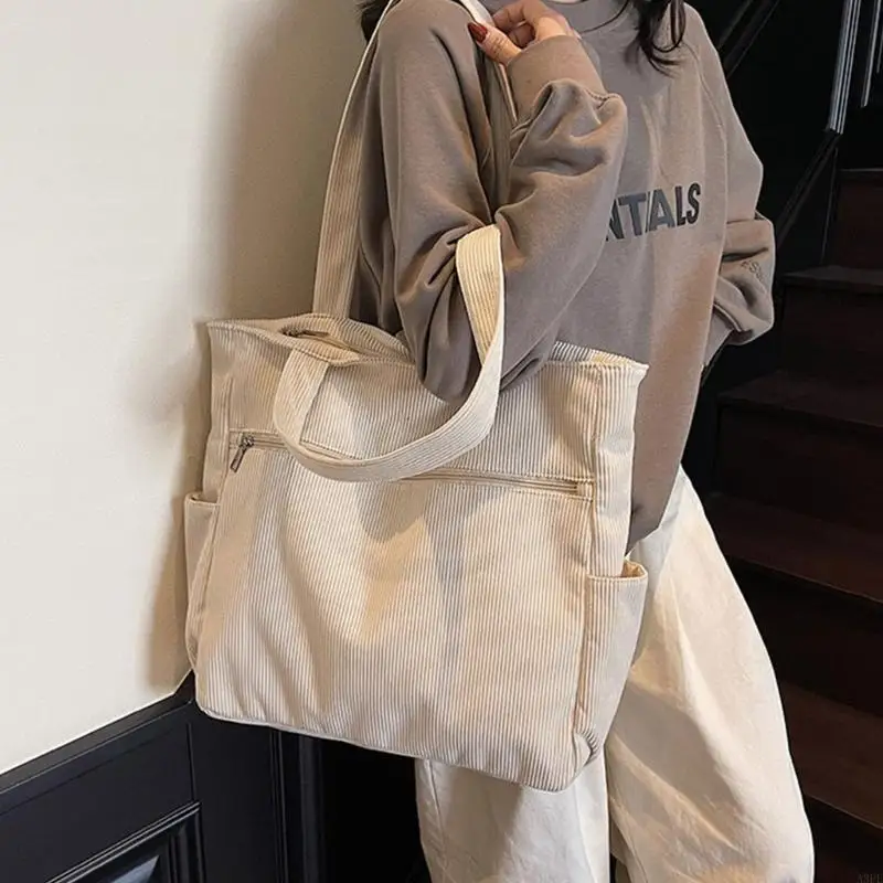 

Women Corduroy Bag Simple Armpit Bag Commuting Bag Large Capacity Shoulder Bag
