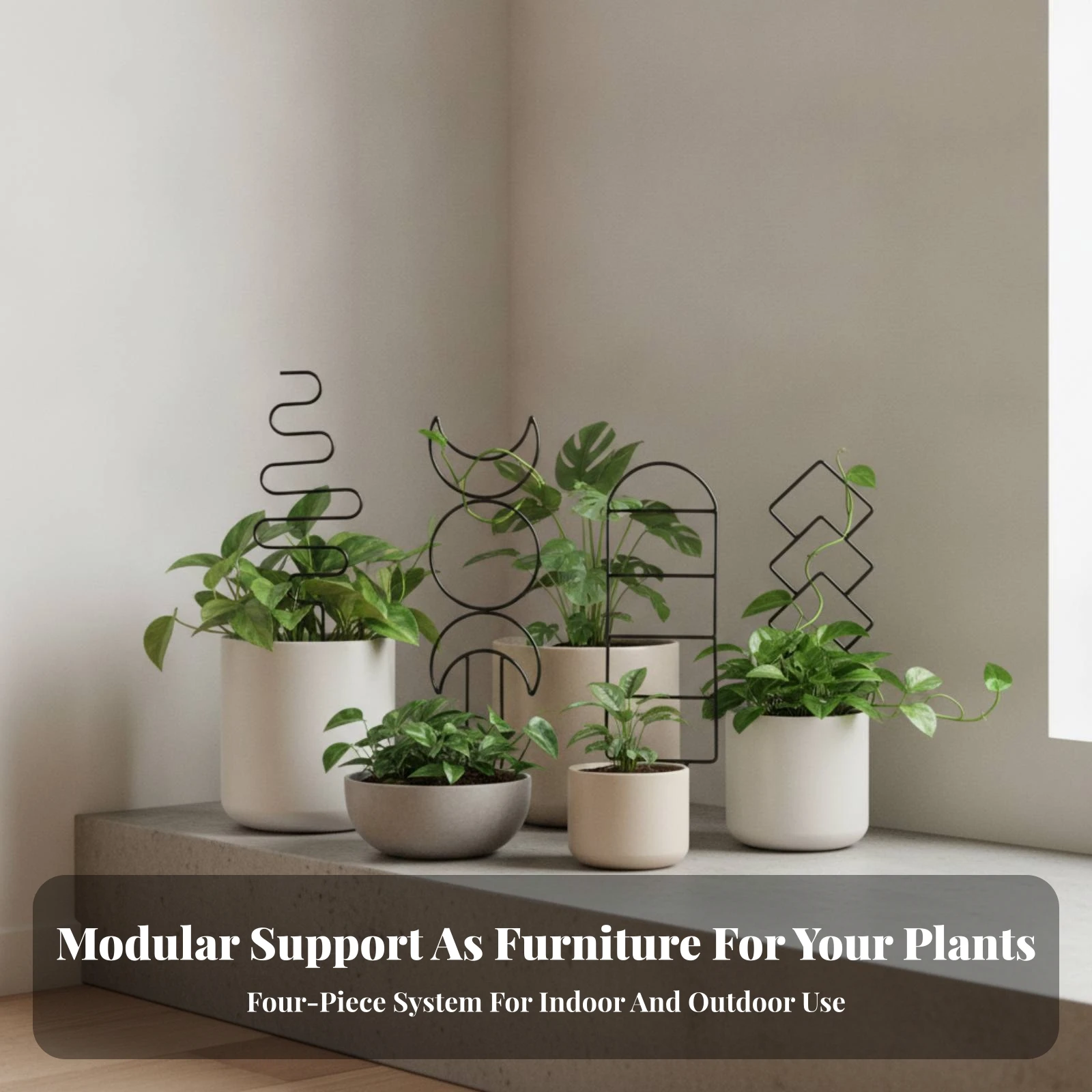 4 Pieces Potted Plant Trellis Stainless Steel Metal Plant Trellis Hardware Sturdy Slim for Gardeners, Indoor Garden, Balcony