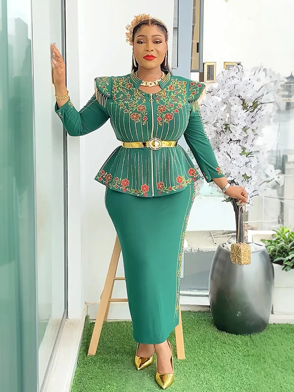 green emerald velvet dress Dashiki Print Dress (Green) – Africa Love