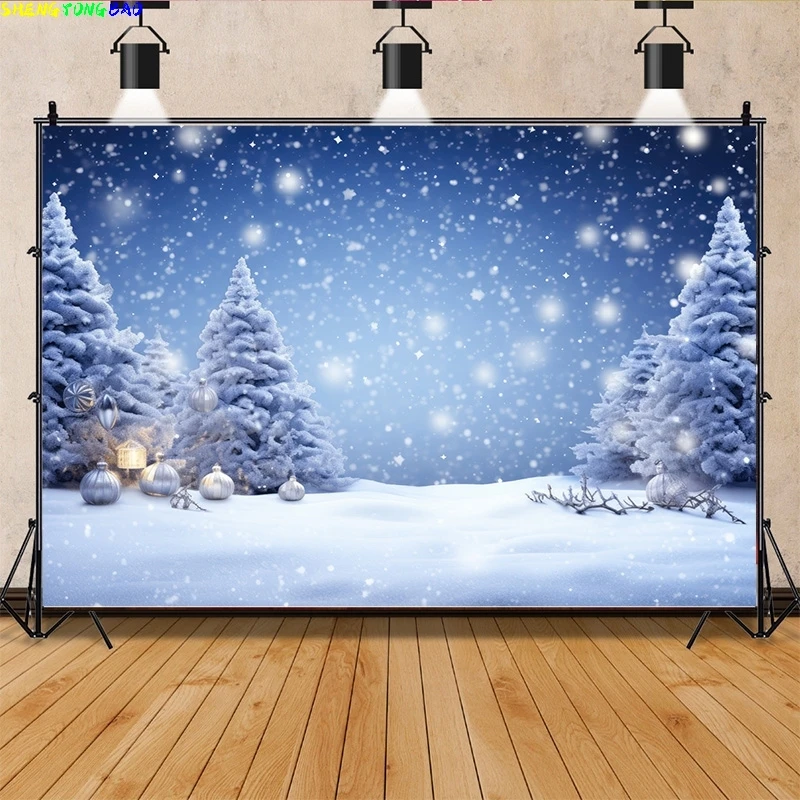 Fondo de Feliz Navidad sala de estar acogedora con decoración de árbol de Navidad nieve Año nuevo vacaciones de invierno fotografía telones de fondo XM-07