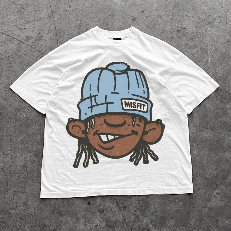 New Personalized Graffiti Cotton Men T-Shirt Casual Harajuku Round Neck Loose Hip Hop Y2K Fashion Street Large Size Trendy Top