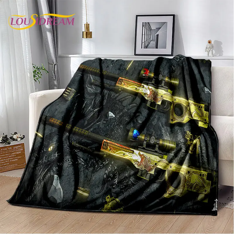 Rifle Pistol Cartridge Gun,CS,AK,USP,M4,AWP Soft Plush Blanket,Flannel Blanket Throw Blanket for Living Room Bedroom Sofa Picnic