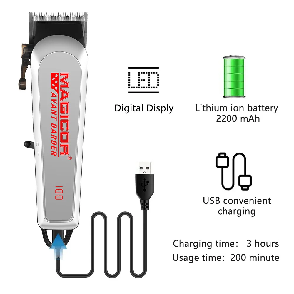 Hair Trimmer Electric Hair Clipper Hair Cutting Machine LED Display Fashion Silver Provides Salon-quality Home Beauty Services