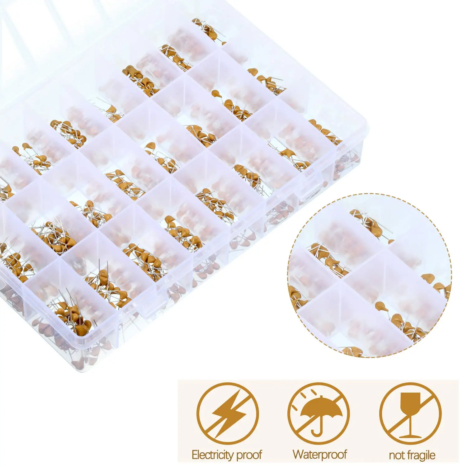 840 Pieces 24 Value 50V Ceramic Capacitor Assortment Kit, Multilayer Monolithic Ceramic Capacitor Assortment Kit 10pF - 10nF