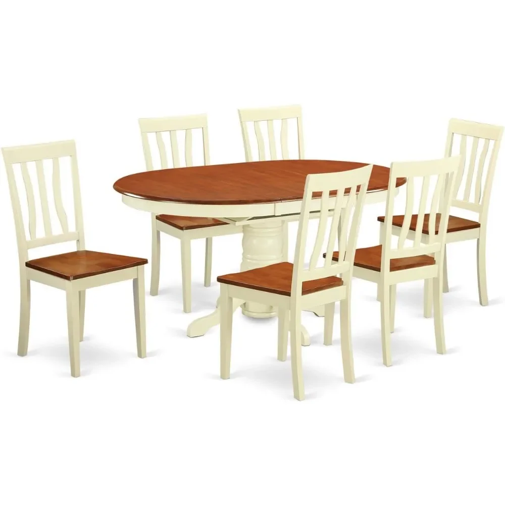 Kitchen Table Set - 6 Excellent Kitchen Dining Chairs with Wooden Seats - Wooden Dining Table