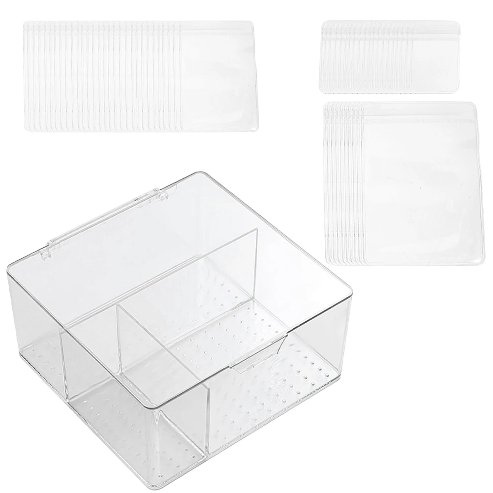 

1 set Clear Acrylic Jewelry Storage Box Earring Organizer Self-Sealing Transparent Pouch Travel Earrings Holder
