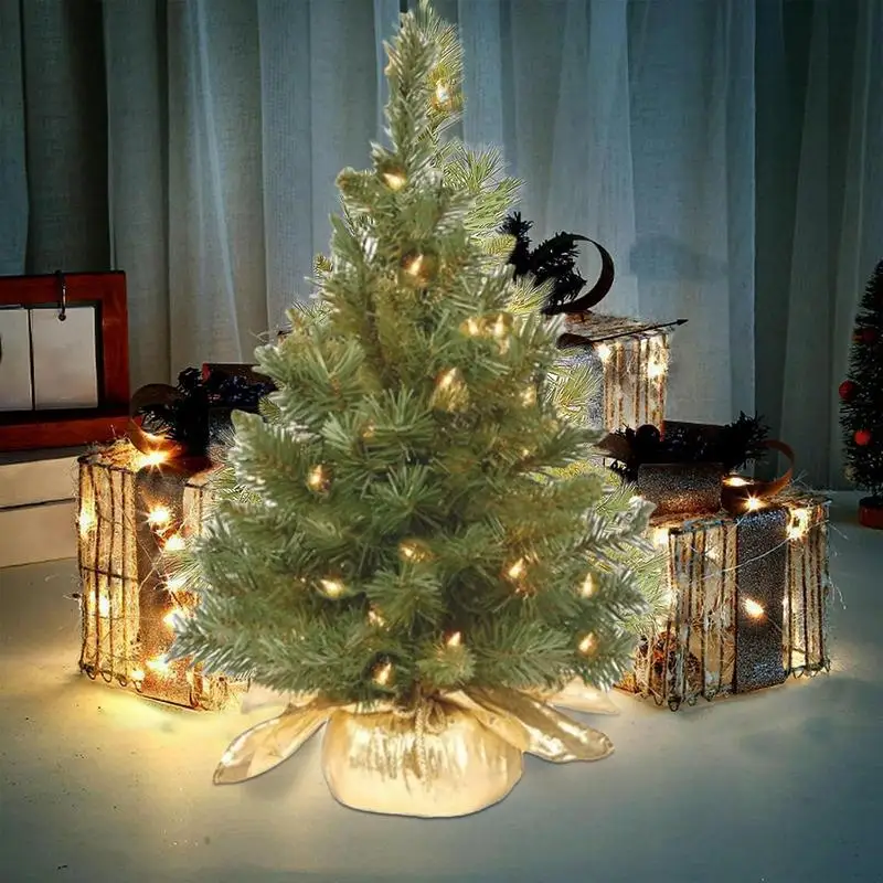 Artificial Christmas Tree Small Christmas Pine Tree 60cm Realistic Pre-lit Christmas Tree With Warm White LED Lights Christmas