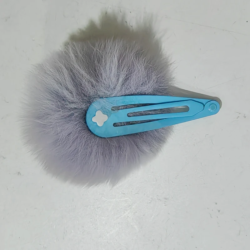 Real Otter Rabbit Hair Hairclip,A pack of 2 pieces Colorful Hair Ball,BB Women's Hair Clip Cute Headpiece, Fluffy Side hair clip 6