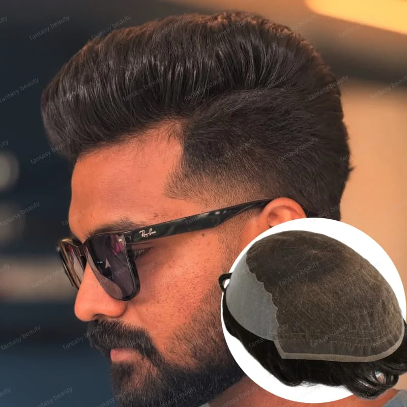 

Дышащий швейцарский парик спереди, мужской парик из человеческих волос Remy, система волос, отбеливающий узел, дышащая система замены