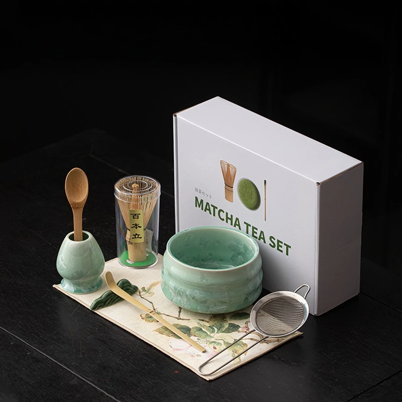 

Кристаллическая глазурь, ледяной цветок матча, набор из восьми предметов, керамическая чаша матча, блендер для заказа чая династии Сун, инструмент Baibenli