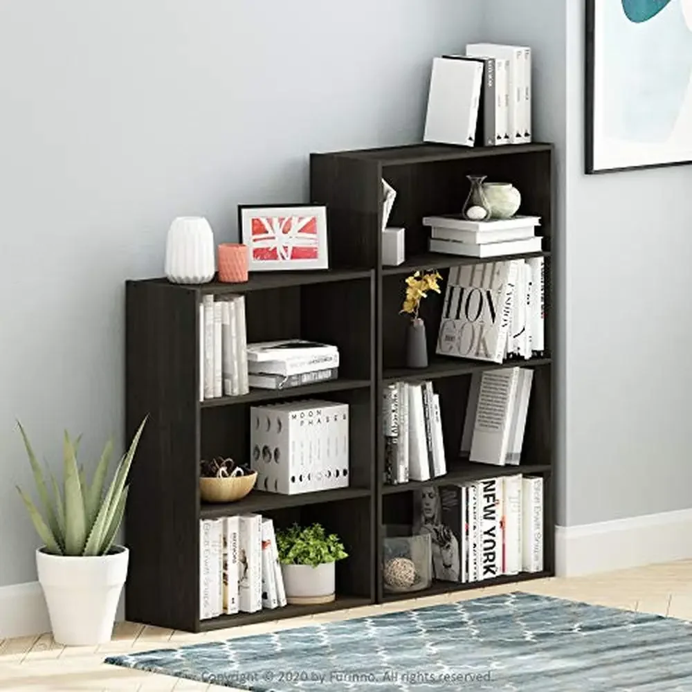 4-Tier Heavy Duty Wood Bookcase Espresso Fits Dorm Room Living Room Bedroom