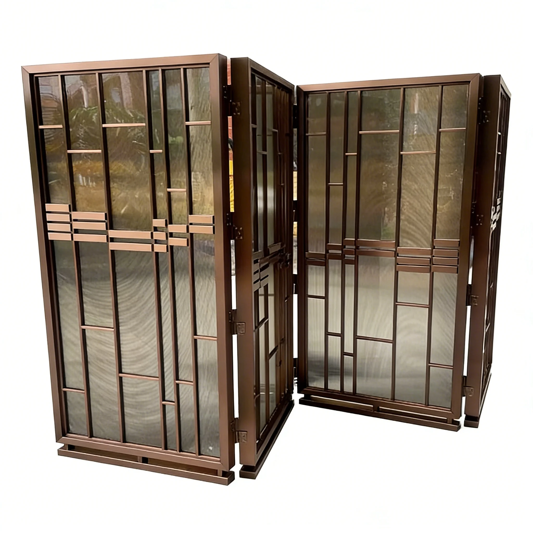 

fm-Living Room or Hotel Floor Art Deco Stainless Steel Room Partition Handmade Foldable and Movable Folding Screen*