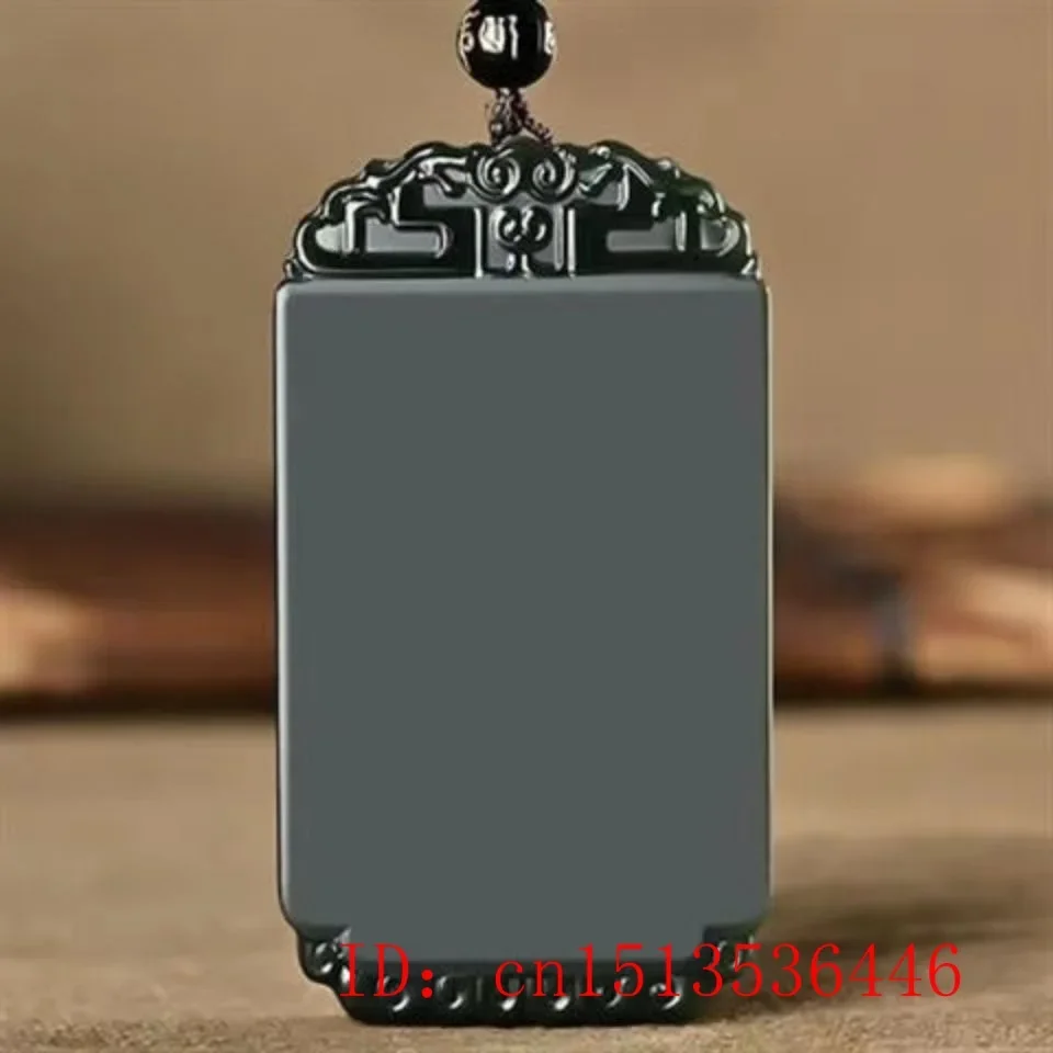 Hotan Jade Cuboid Pixiu Pendant Pendants Charm Jadeite Green Stone Natural Necklace Men Talismans Necklaces Charms Jewelry