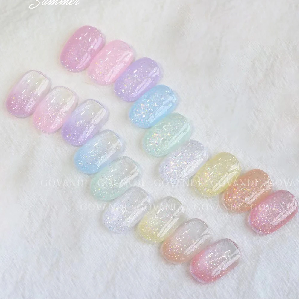 9 Pcs Glitter Gel Nail Polish Set Korean Gel Polish Kit Sweet Candy UV LED Soak Off Polish Varnishes Kit Varnish For Nail Art