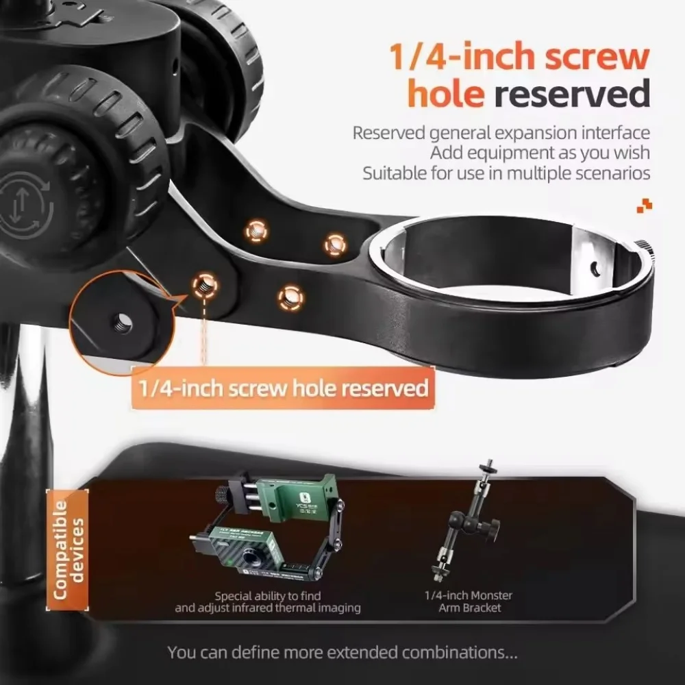 YCS 76MM Diameter Microscope Lifting Bracket Adjustable Bracket with Dual-knob Coarse/Fine Adjustment for Most Microscope Repair
