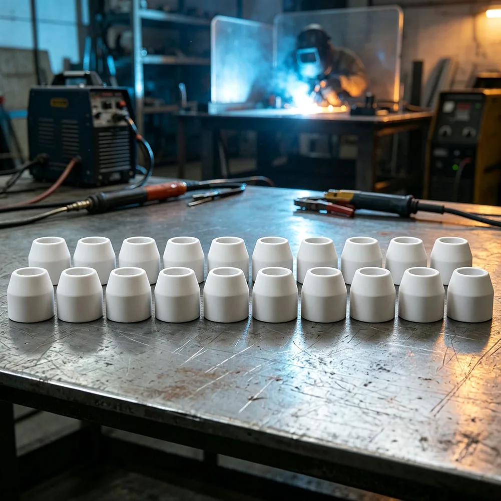 20PCS For P80 Earthenware Shield Cup White Protective Cover For Plasma Cutting Torches Consumables Welding Accessories