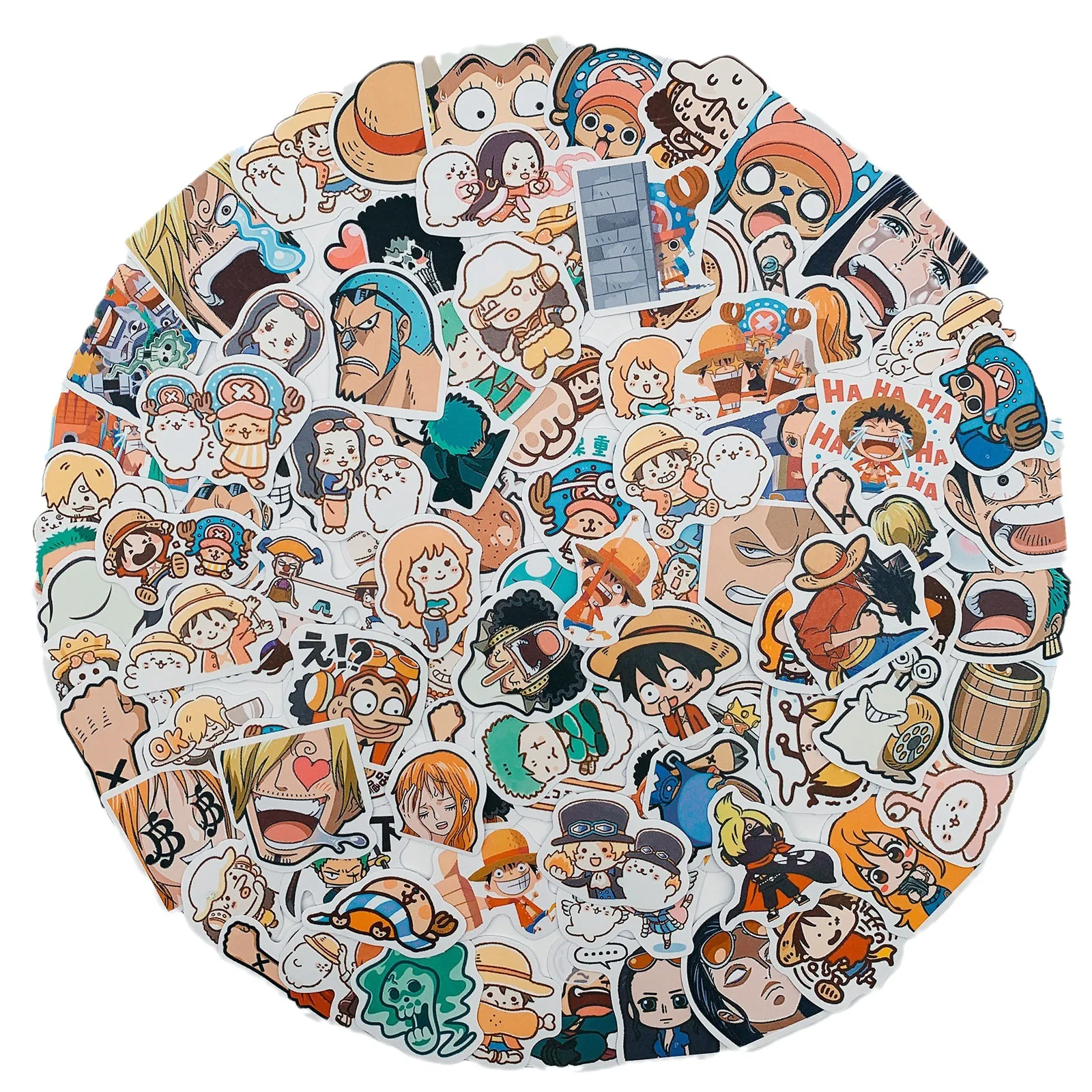 100pcs Kawaii Japan Anime ONE PIECE Cute Cartoon Luffy Zoro Graffiti Sticker Decals Kids Toy Phone Luggage Waterproof Stickers