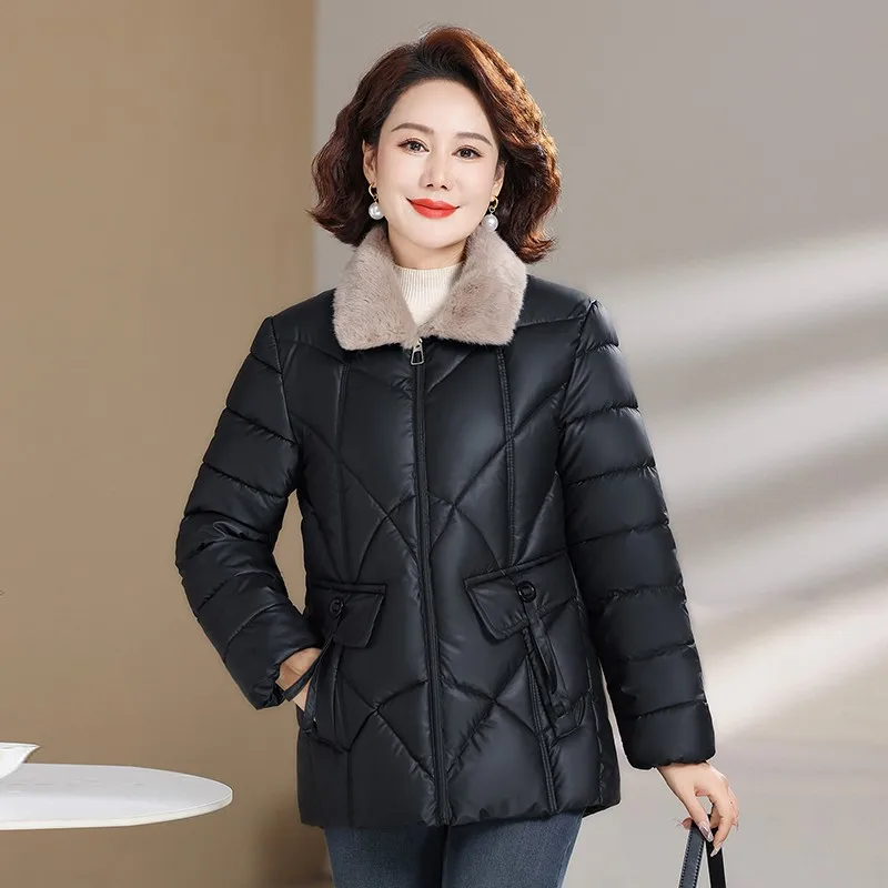 

Autumn Winter Women Down Cotton Jackets Ultra Light Collar fur collar Short Coat Casual Female Jacket Ladies Warm Outwear