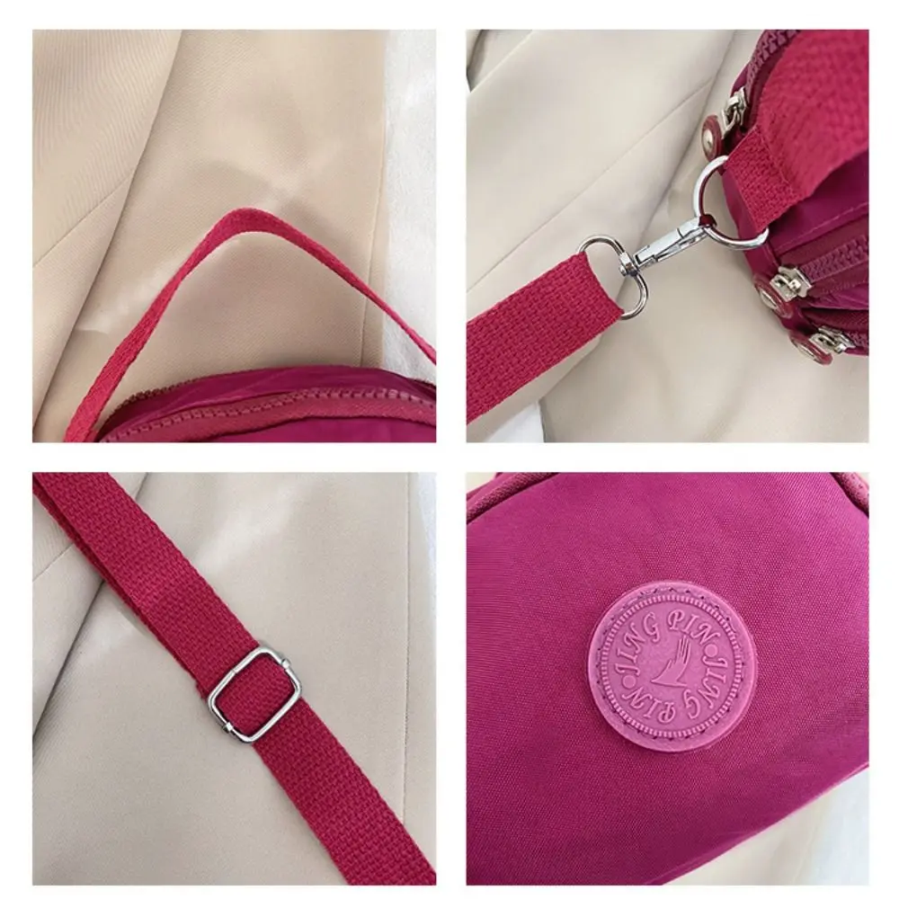 Bolso cruzado informal de nailon para mujer, Mini bolso de hombro de gran capacidad de Color sólido, bolso de teléfono de viaje con cremallera multicapa