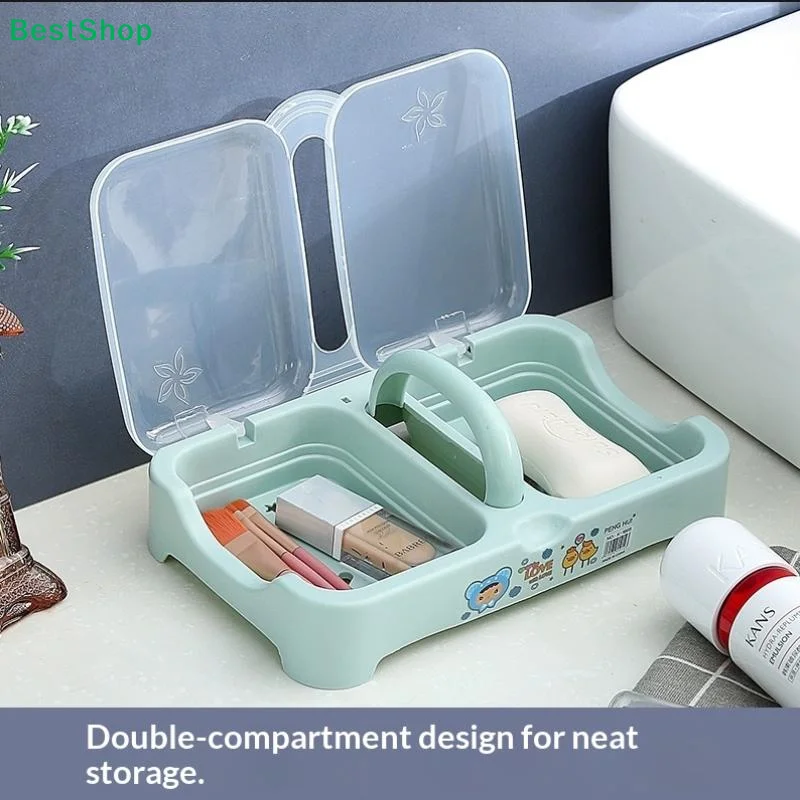 〔R〕Large Capacity Dual Compartment Soap Dish Portable Shampoo Bar Holder Soap Holder Bathroom Shower With Drainage Layer