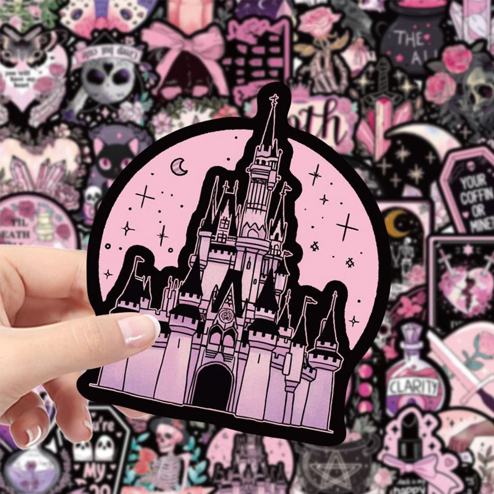 10/30/50 Stuks Zwart En Roze Gothic Schedel Graffiti Stickers Vintage Magische Heks Decals Voor Telefoon plakboek Laptop Cool Sticker Speelgoed