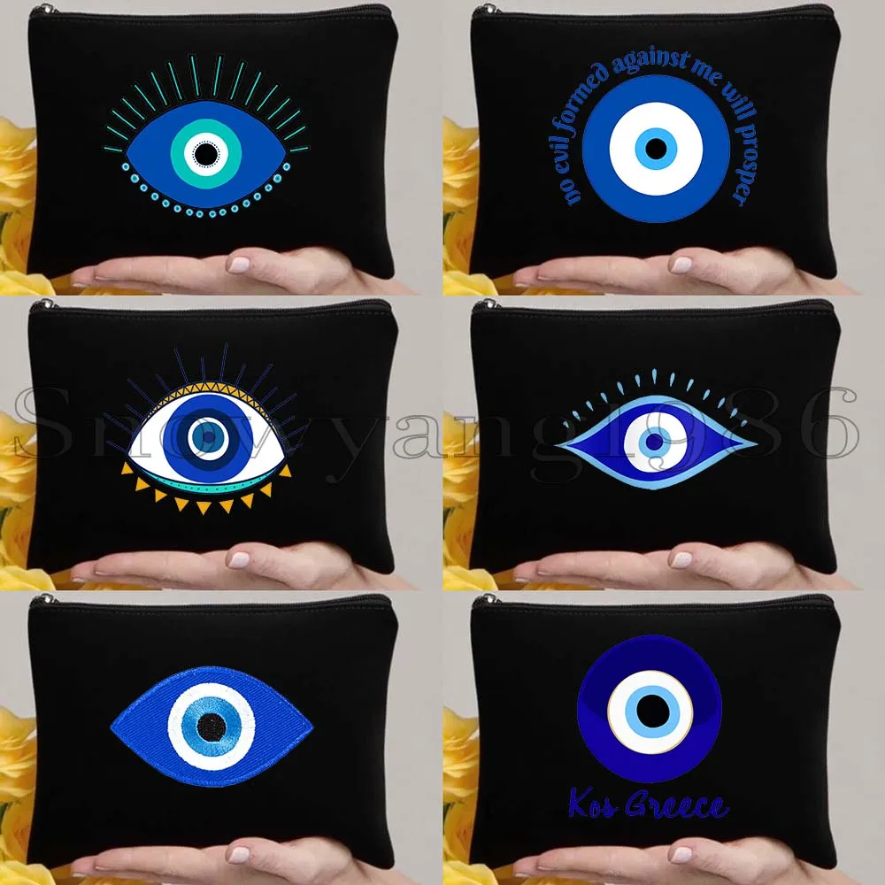 

6pcs Nazar Good Luck CRETE GREECE Mati Blue Evil Eye Charm Amulet Love Heart Mandala Cosmetic Makeup Toilet Bags Case Pouch