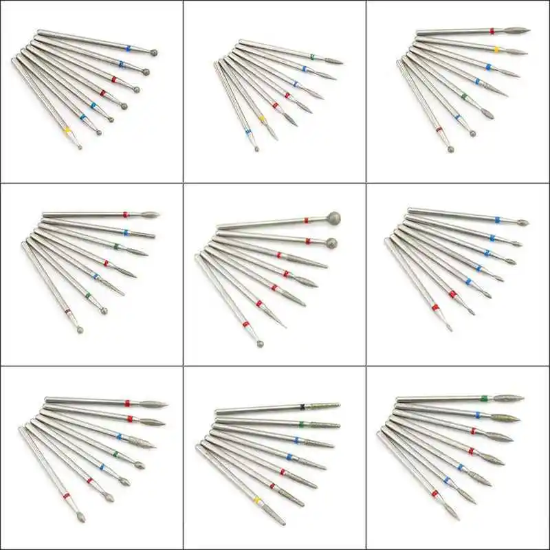 7 Teile/los Diamant Nagel Bohrer Set Elektrische Fräser Für Maniküre Rotary Grat Häutchen Sauber Maniküre Bohrer Zubehör